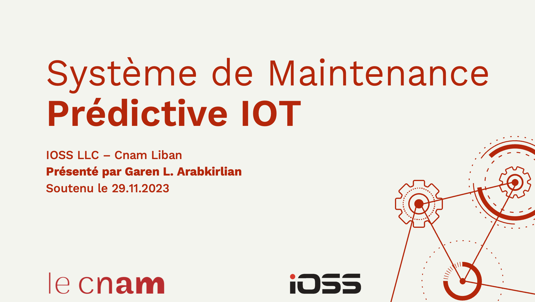 Cover page of Garen Arabkirlian's engineering thesis on IoT predictive maintenance